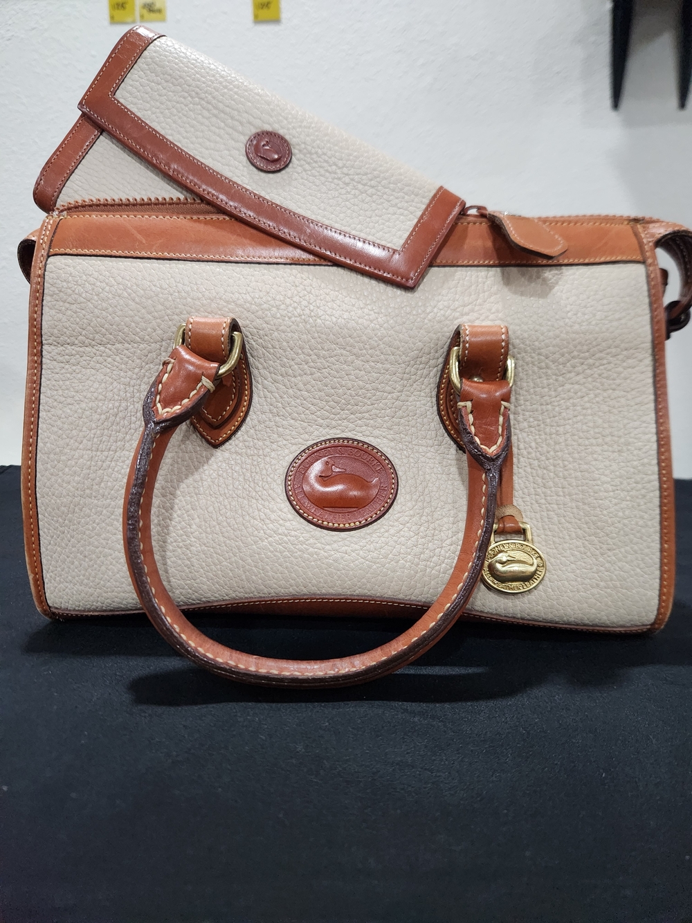 Vintage 80s/90s Dooney & Bourke Pebbled Leather Satchel with Wallet